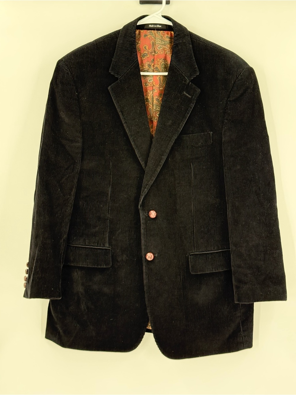 Lauren‎ Ralph Lauren Black Corduroy Men’s Blazer Suit Jacket 40R 100% Cotton